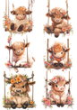 Sticker Sheet / Greeting Card – Young Highland Cow Collage Cat. No. 5605