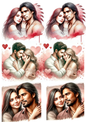 Sticker Sheet / Greeting Card – Couple in Love Collage Cat. No. 5607
