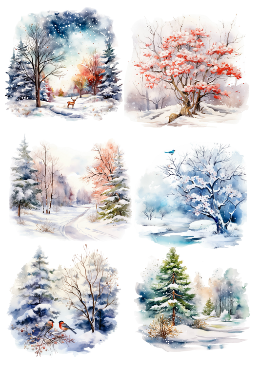 Sticker Sheet / Greeting Card – Winter Landscapes Collage Cat. No. 5610