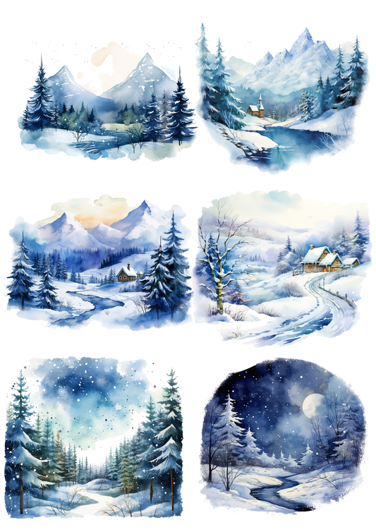 Sticker Sheet / Greeting Card – Winter Landscapes Collage Cat. No. 5611