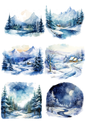 Sticker Sheet / Greeting Card – Winter Landscapes Collage Cat. No. 5611