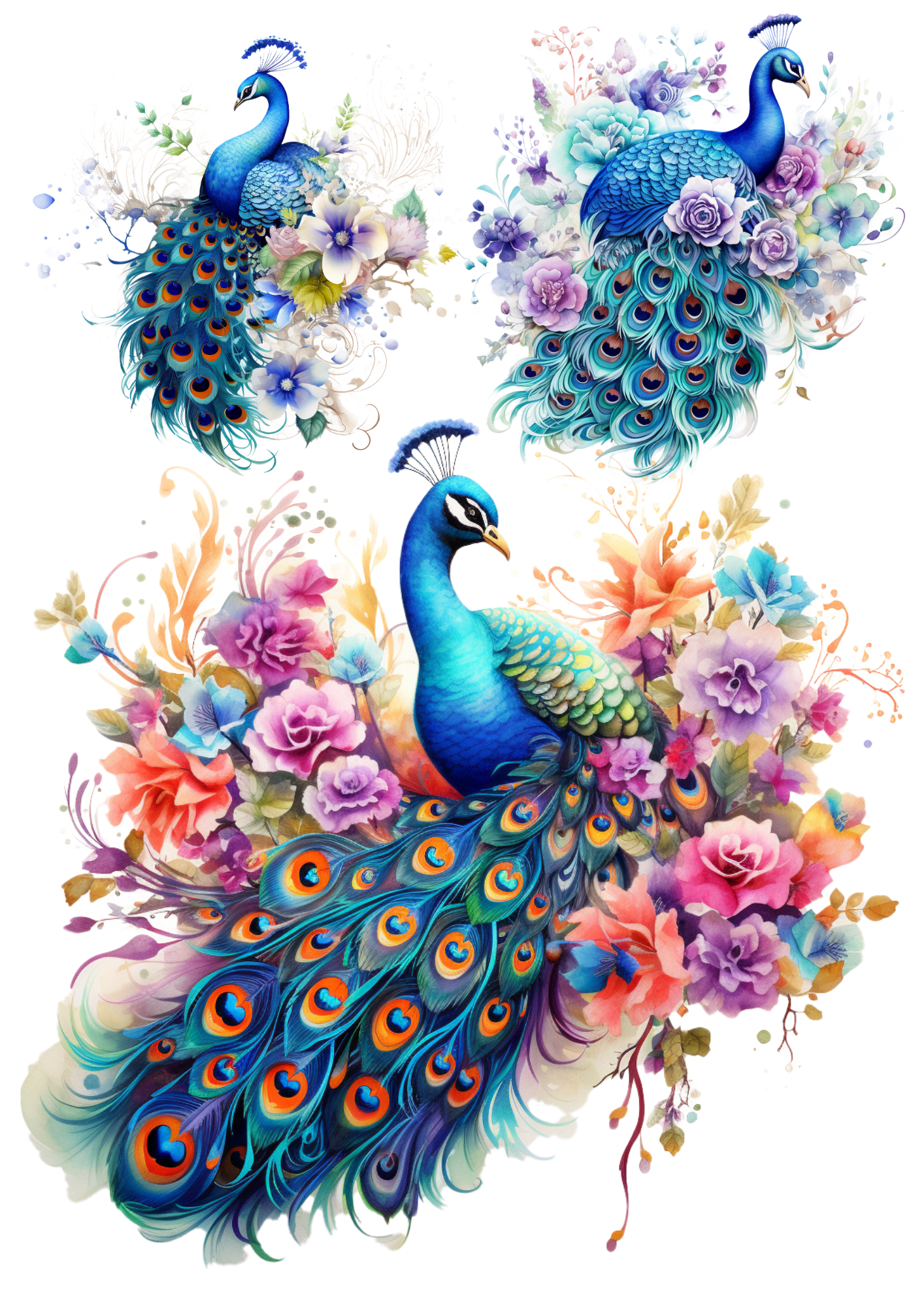 Sticker Sheet / Greeting Card – Peacock Collage Cat. No. 5613