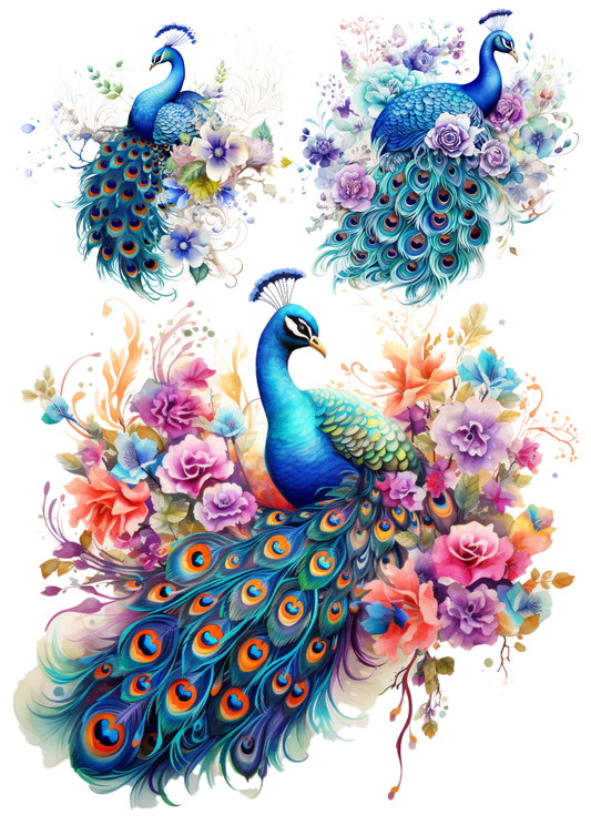 Sticker Sheet / Greeting Card – Peacock Collage Cat. No. 5613