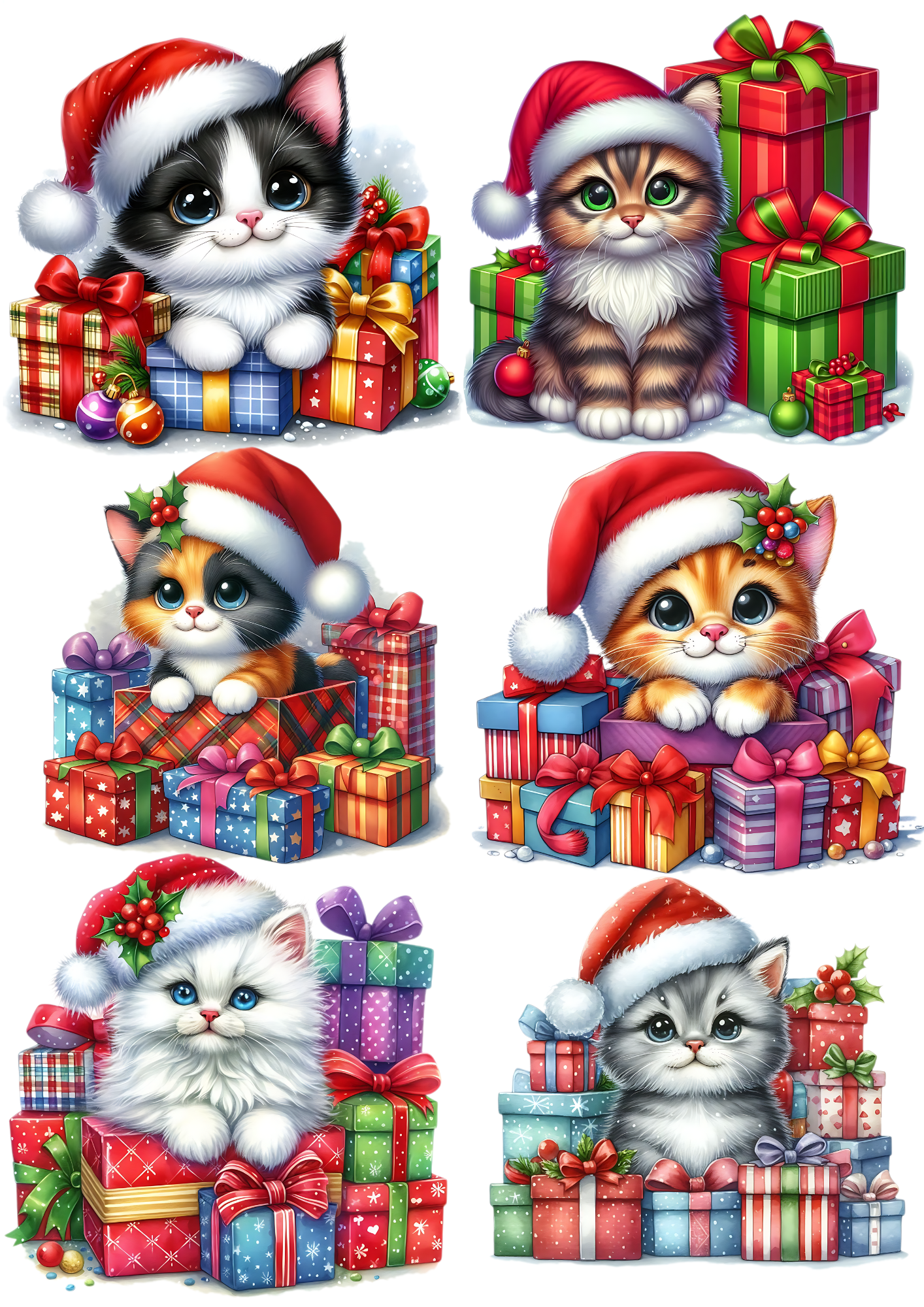Sticker Sheet / Greeting Card – Christmas Cats Collage Cat. No. 5615