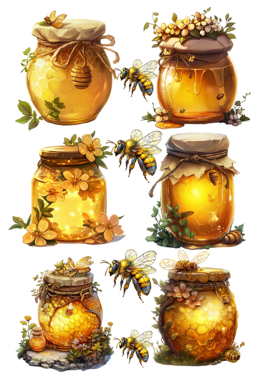 Sticker Sheet / Greeting Card – Honey Jars Collage Cat. No. 5616