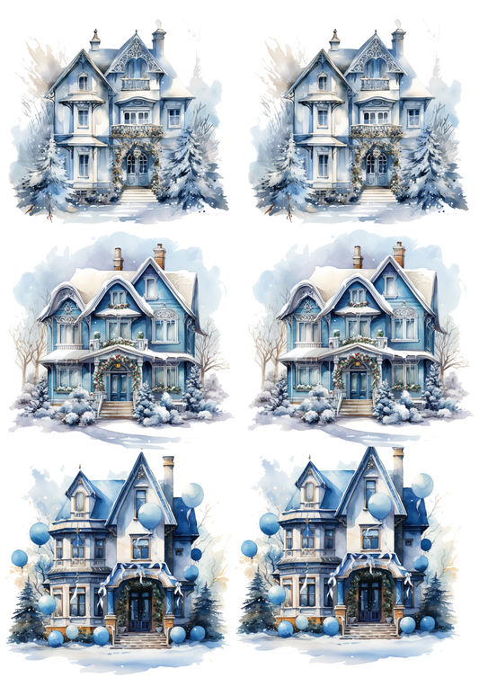 Sticker Sheet / Greeting Card – Winter Houses Collage Cat. No. 5617