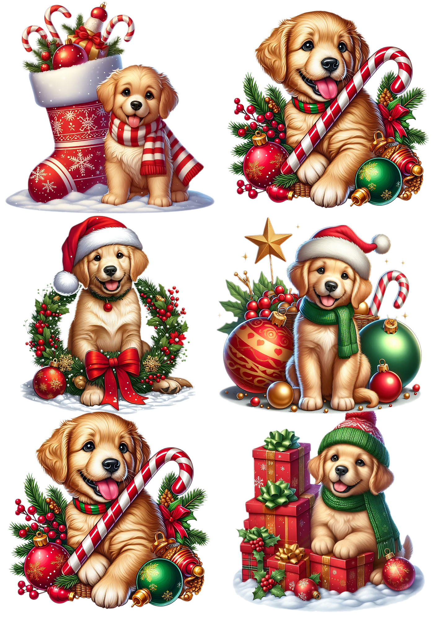 Sticker Sheet / Greeting Card – Christmas Dogs Collage Cat. No. 5620