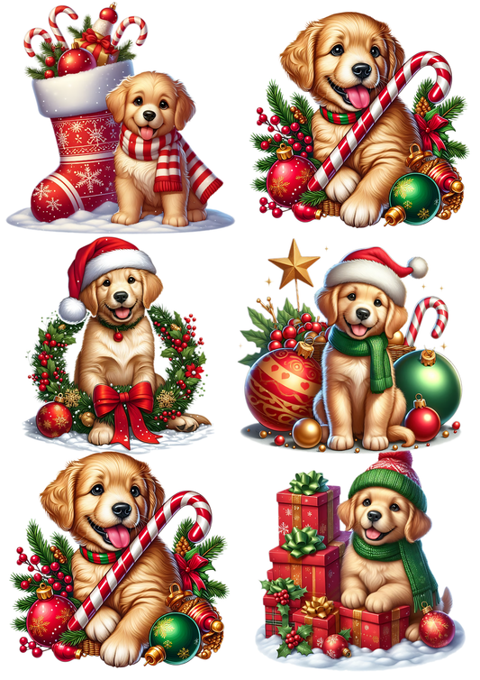 Sticker Sheet / Greeting Card – Christmas Dogs Collage Cat. No. 5620