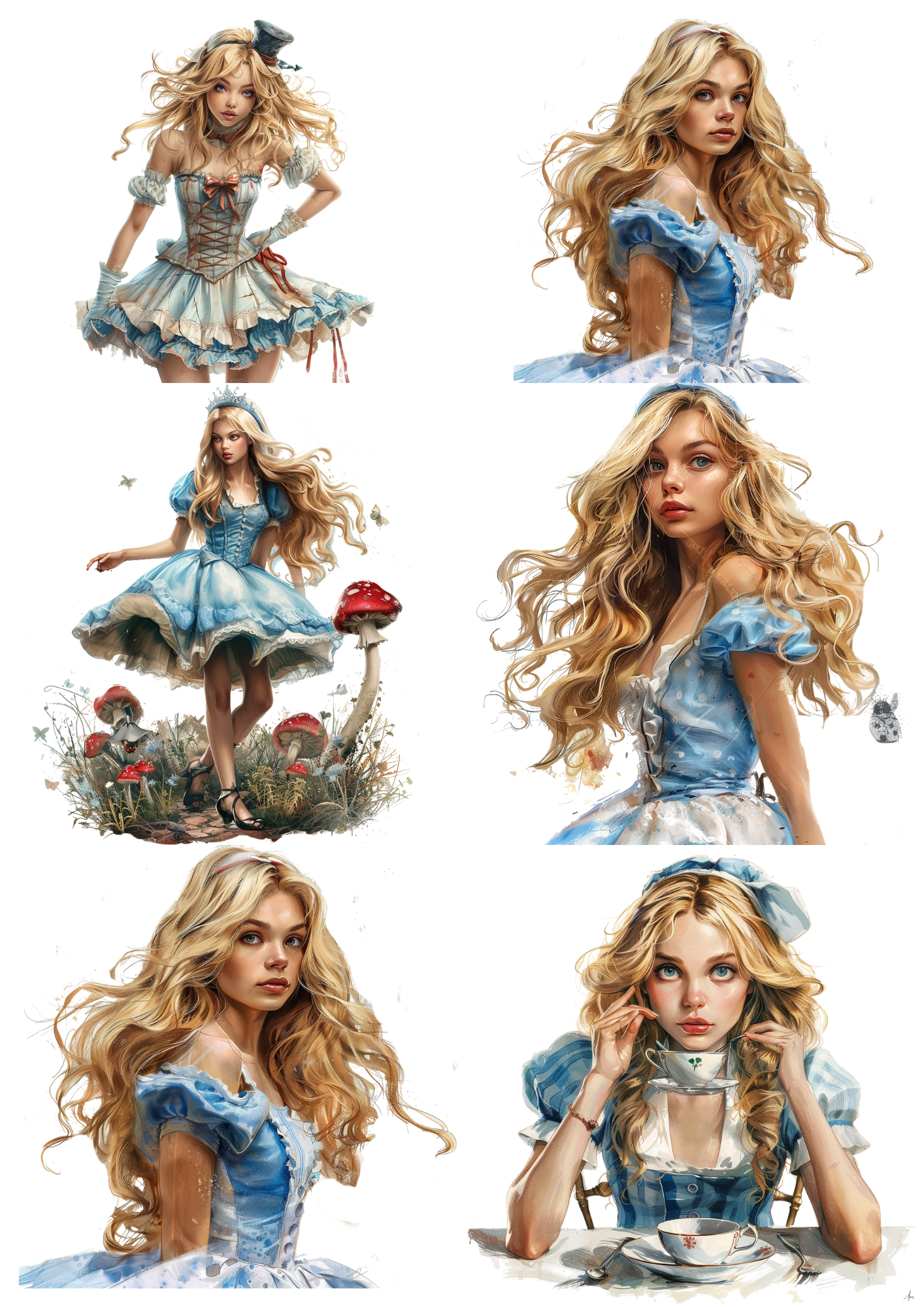 Sticker Sheet / Greeting Card – Alice in Wonderland Collage Cat. No. 5621