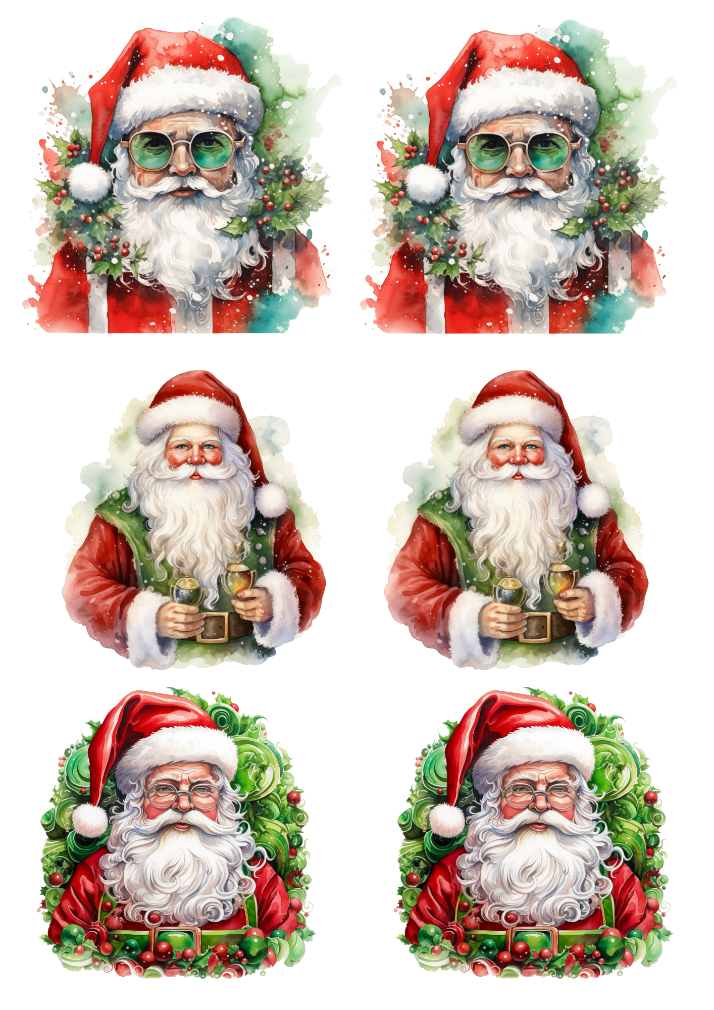 Sticker Sheet / Greeting Card – Santa Claus Collage Cat. No. 5624