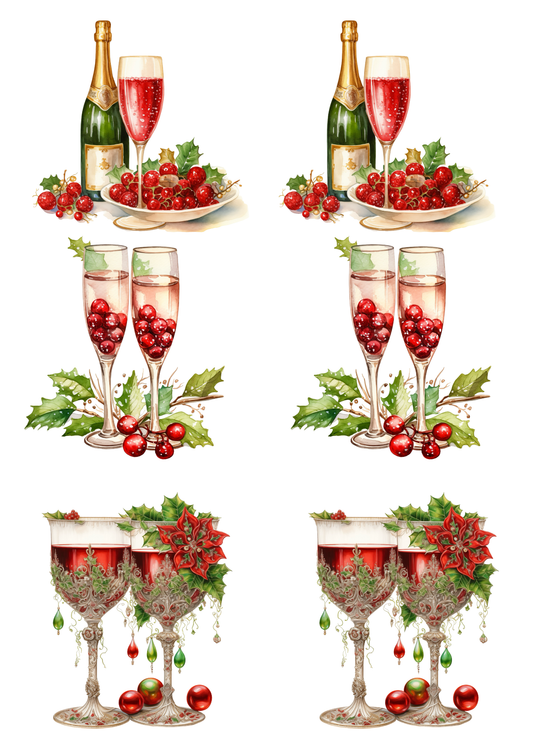 Sticker Sheet / Greeting Card – Toast Champagne Collage Cat. No. 5628