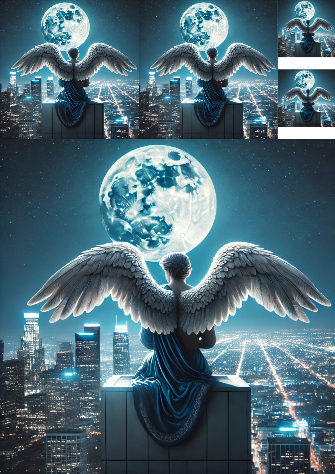 Sticker Sheet / Greeting Card – Angel Looking At The Moon Collage Cat. No. 5630