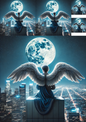Sticker Sheet / Greeting Card – Angel Looking At The Moon Collage Cat. No. 5630