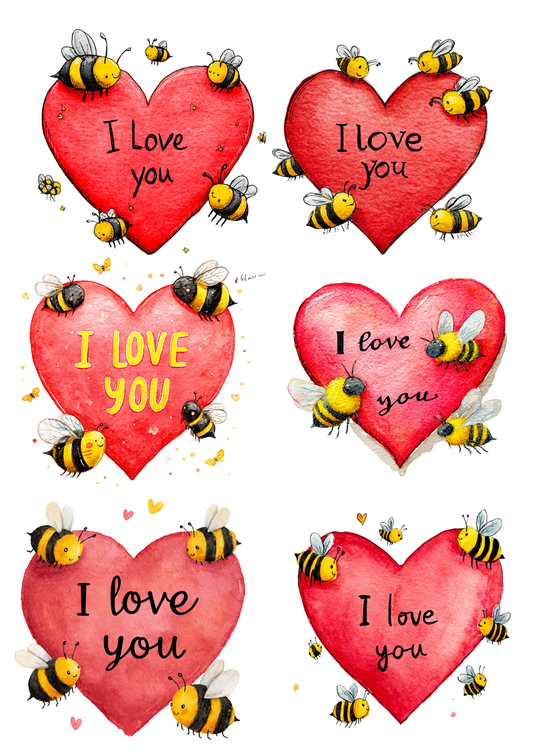 Sticker Sheet / Greeting Card – Love Hearts Collage Cat. No. 5634