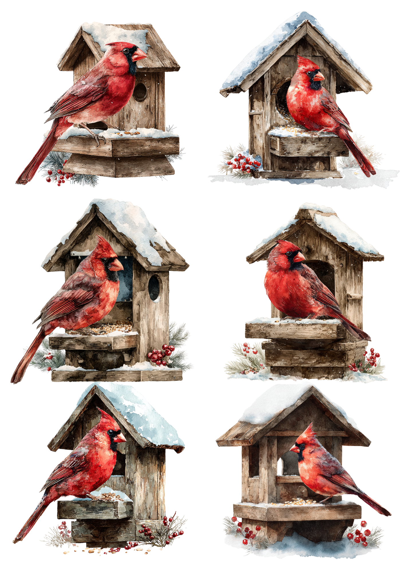 Sticker Sheet / Greeting Card – Red Cardinal Collage Cat. No. 5636