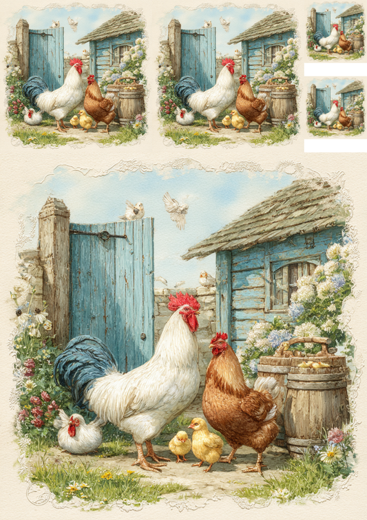 Sticker Sheet / Greeting Card – Chicken Farm Collage Cat. No. 5650