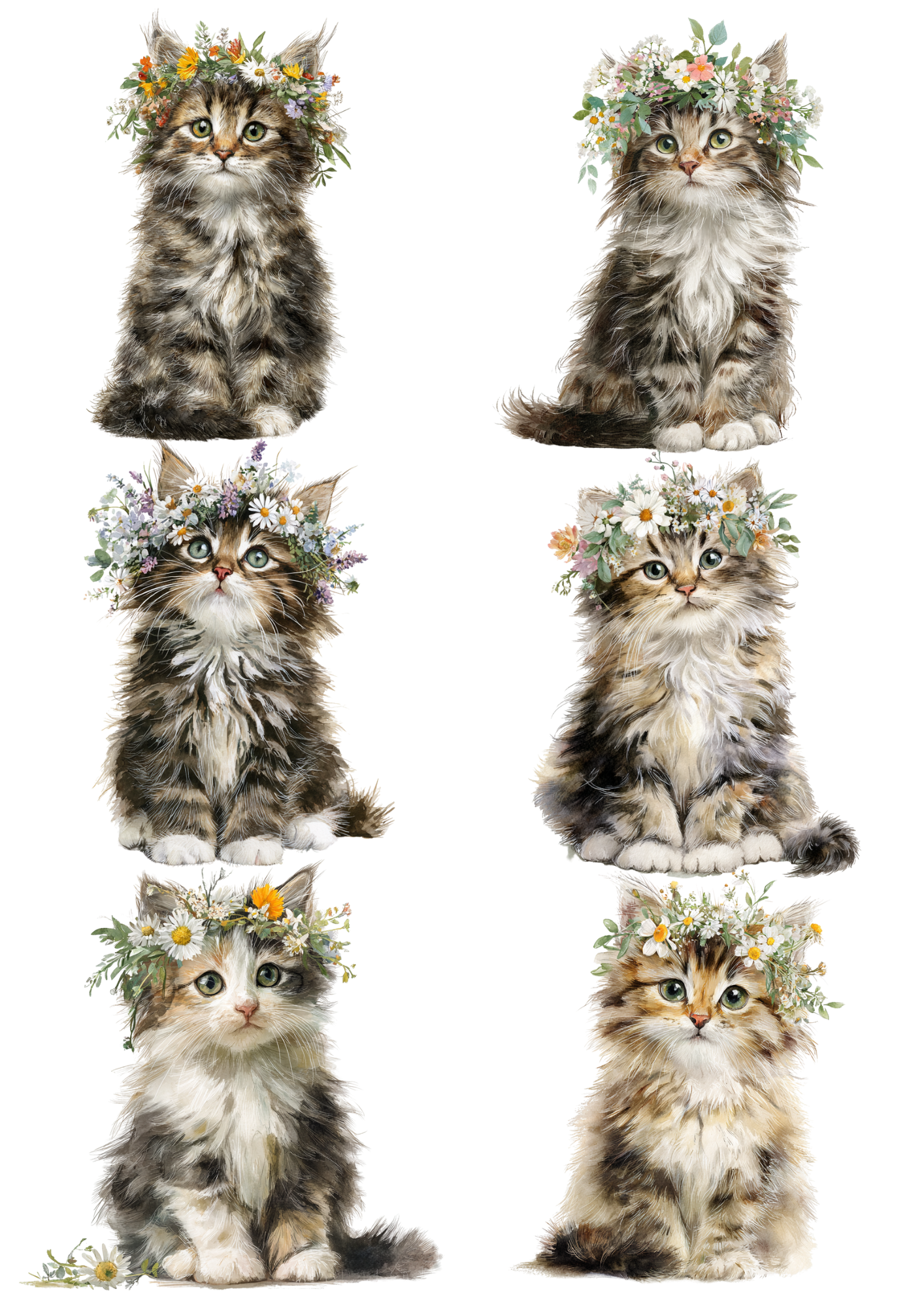 Sticker Sheet / Greeting Card – Cat In A Wreath Collage Cat. No. 5656