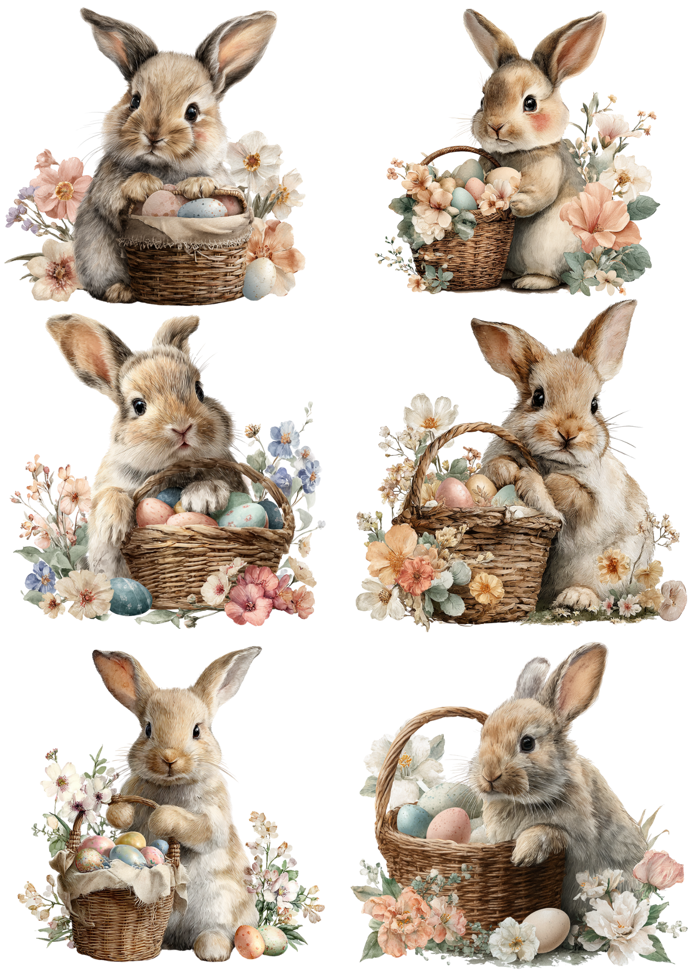 Sticker Sheet / Greeting Card – Easter Bunny with Easter Eggs Collage Cat. No. 5676