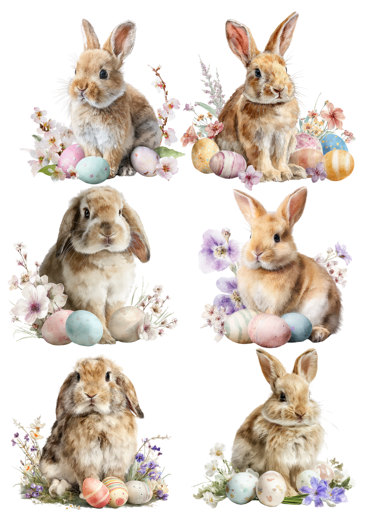 Sticker Sheet / Greeting Card – Easter Bunny with Easter Eggs Collage Cat. No. 5677