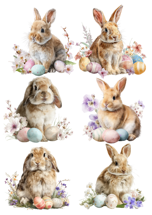 Sticker Sheet / Greeting Card – Easter Bunny with Easter Eggs Collage Cat. No. 5677