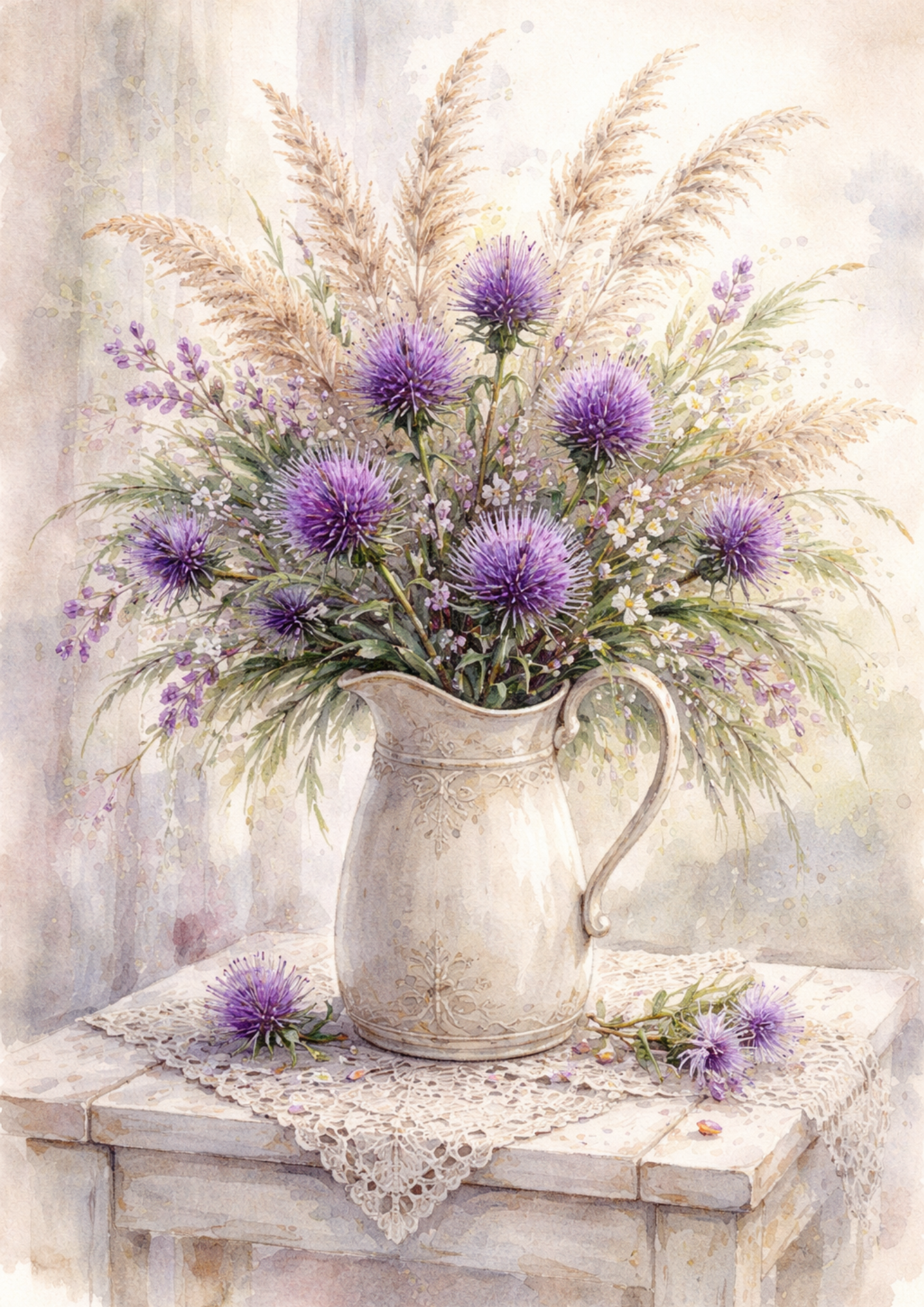 Sticker Sheet / Greeting Card – Bouquet of Wild Flowers in a Jug Full Cat. No. 5686