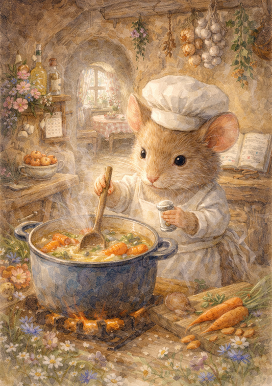 Sticker Sheet / Greeting Card – Mouse Cooks Full Cat. No. 5697