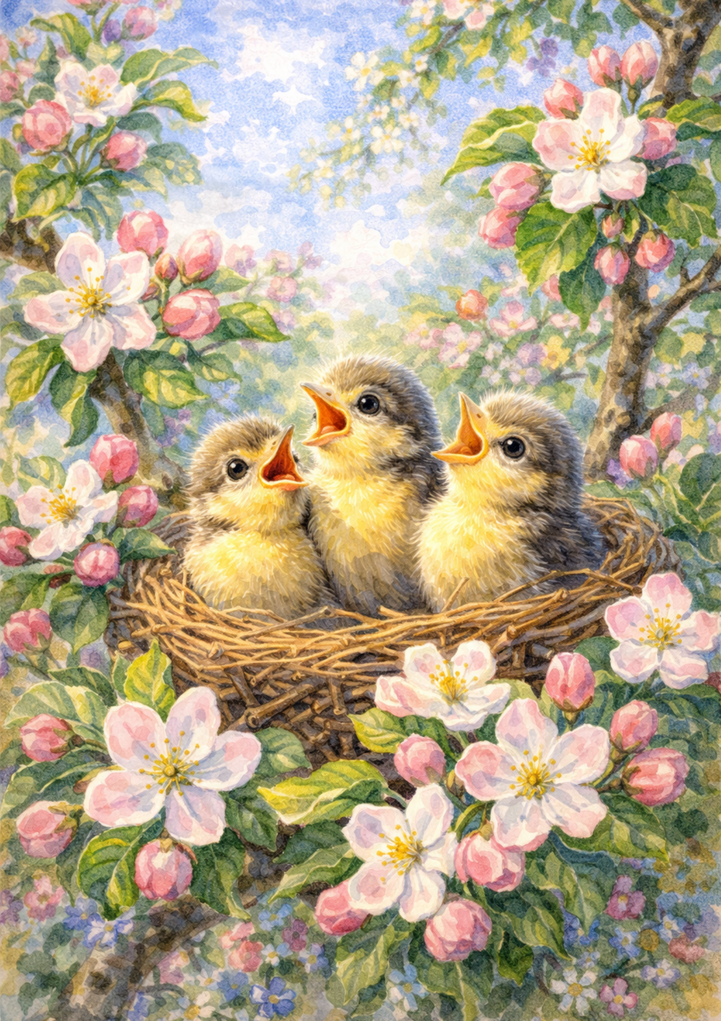 Sticker Sheet / Greeting Card – Chicks In A Nest Full Cat. No. 5701