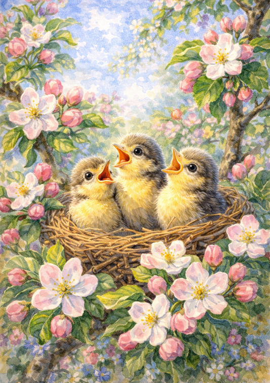 Sticker Sheet / Greeting Card – Chicks In A Nest Full Cat. No. 5701