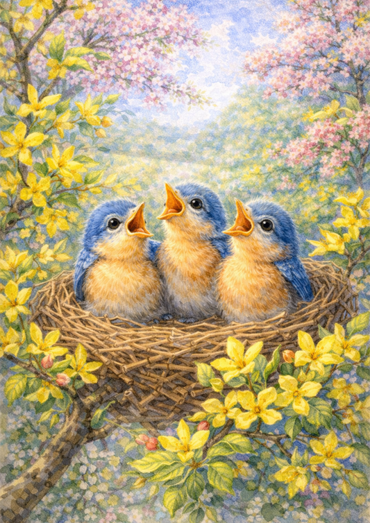 Sticker Sheet / Greeting Card – Chicks In A Nest Full Cat. No. 5702