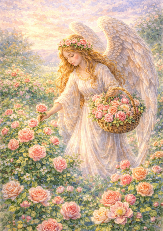 Sticker Sheet / Greeting Card – Angel in Flowers Full Cat. No. 5707