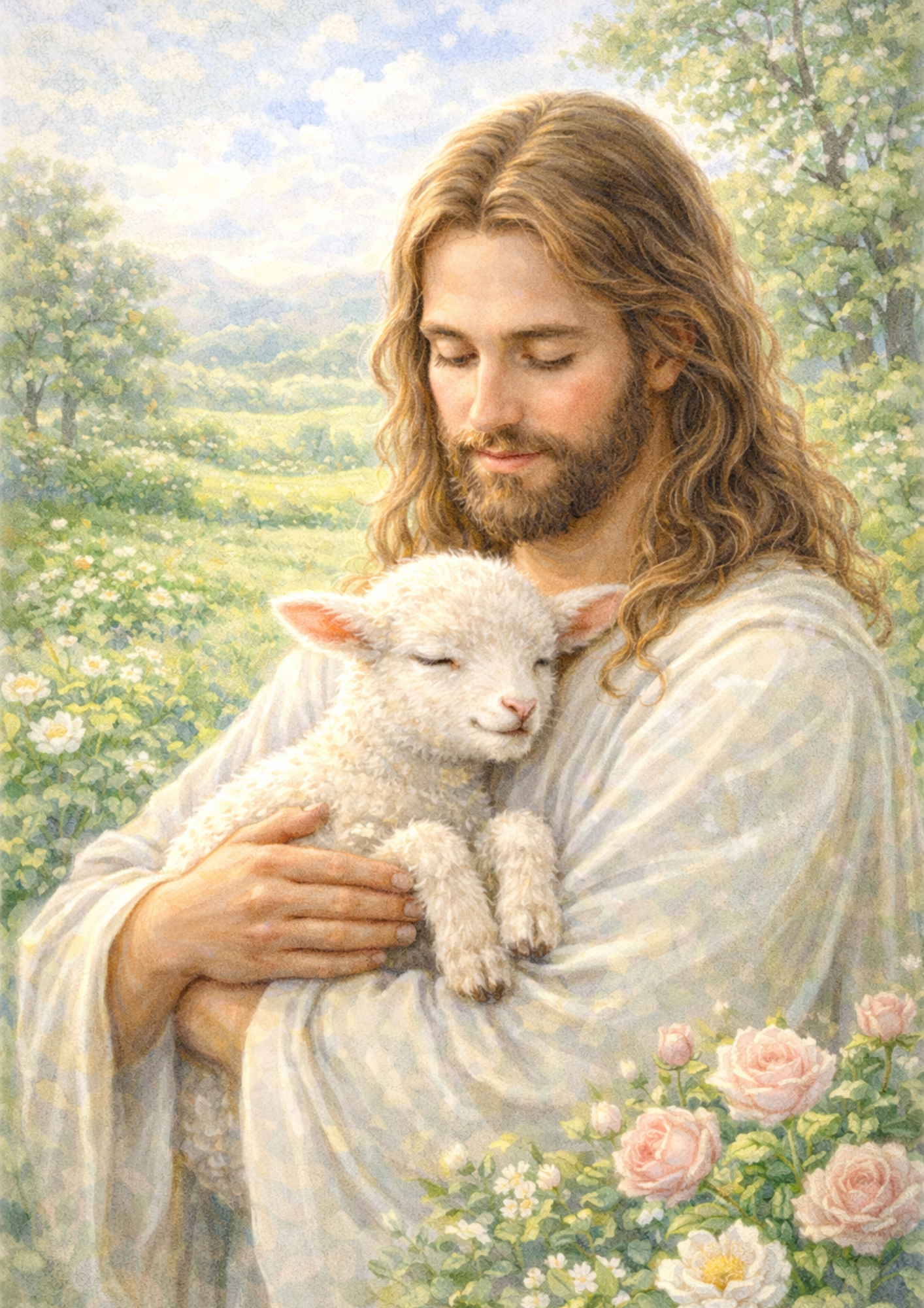 Sticker Sheet / Greeting Card – Jesus With Lamb Full Cat. No. 5709