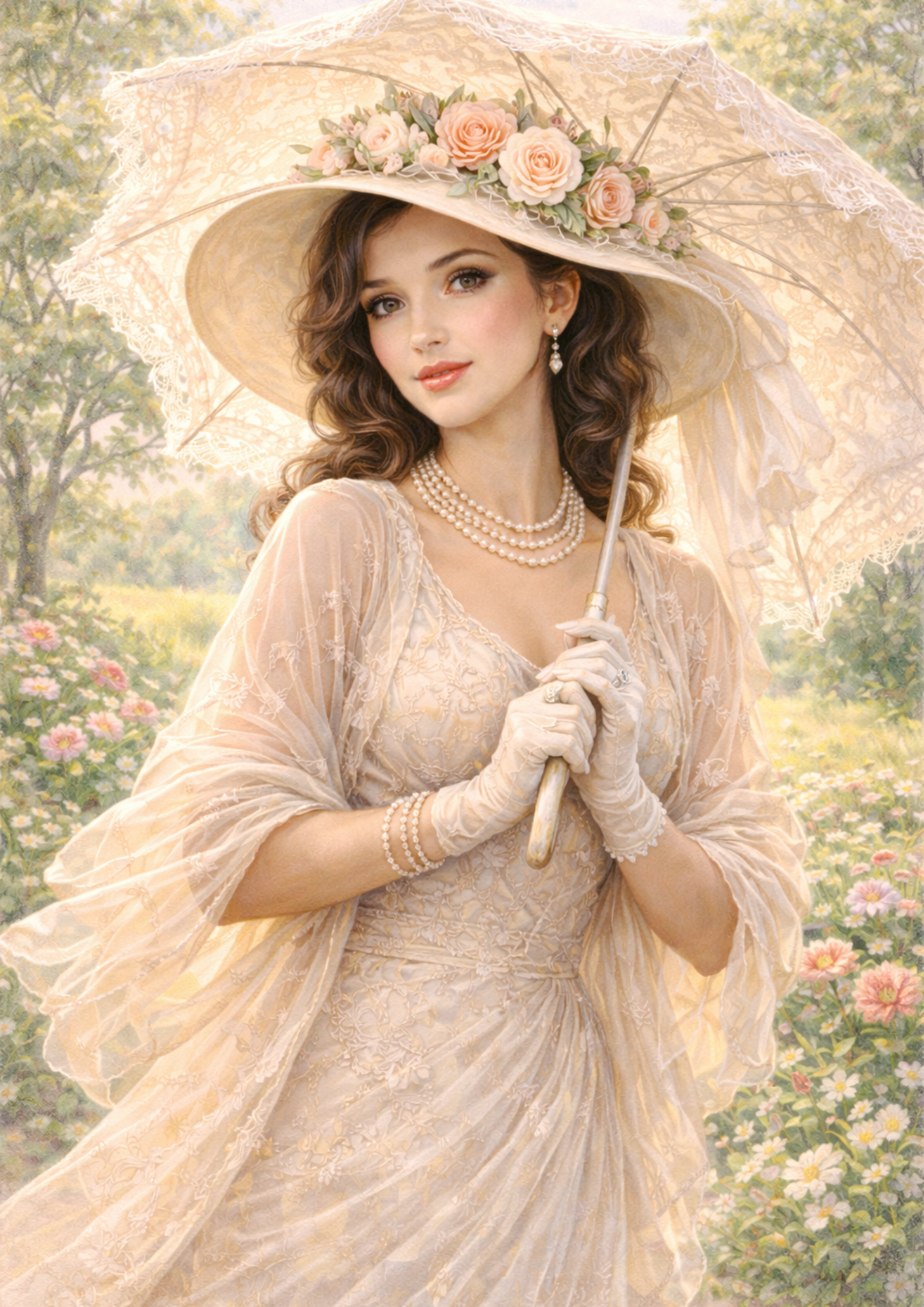 Sticker Sheet / Greeting Card – Lady In The Garden Full Cat. No. 5713