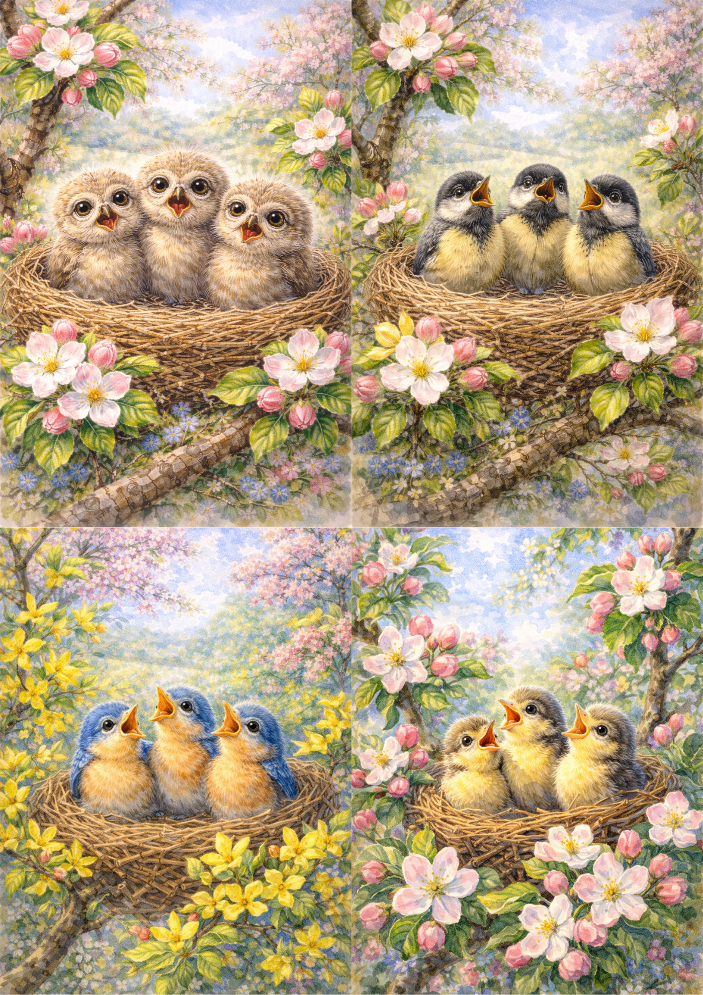 Sticker Sheet / Greeting Card – Chicks In The Nest Collage Cat. No. 5714