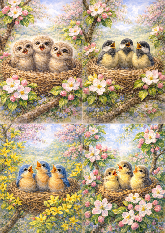 Sticker Sheet / Greeting Card – Chicks In The Nest Collage Cat. No. 5714