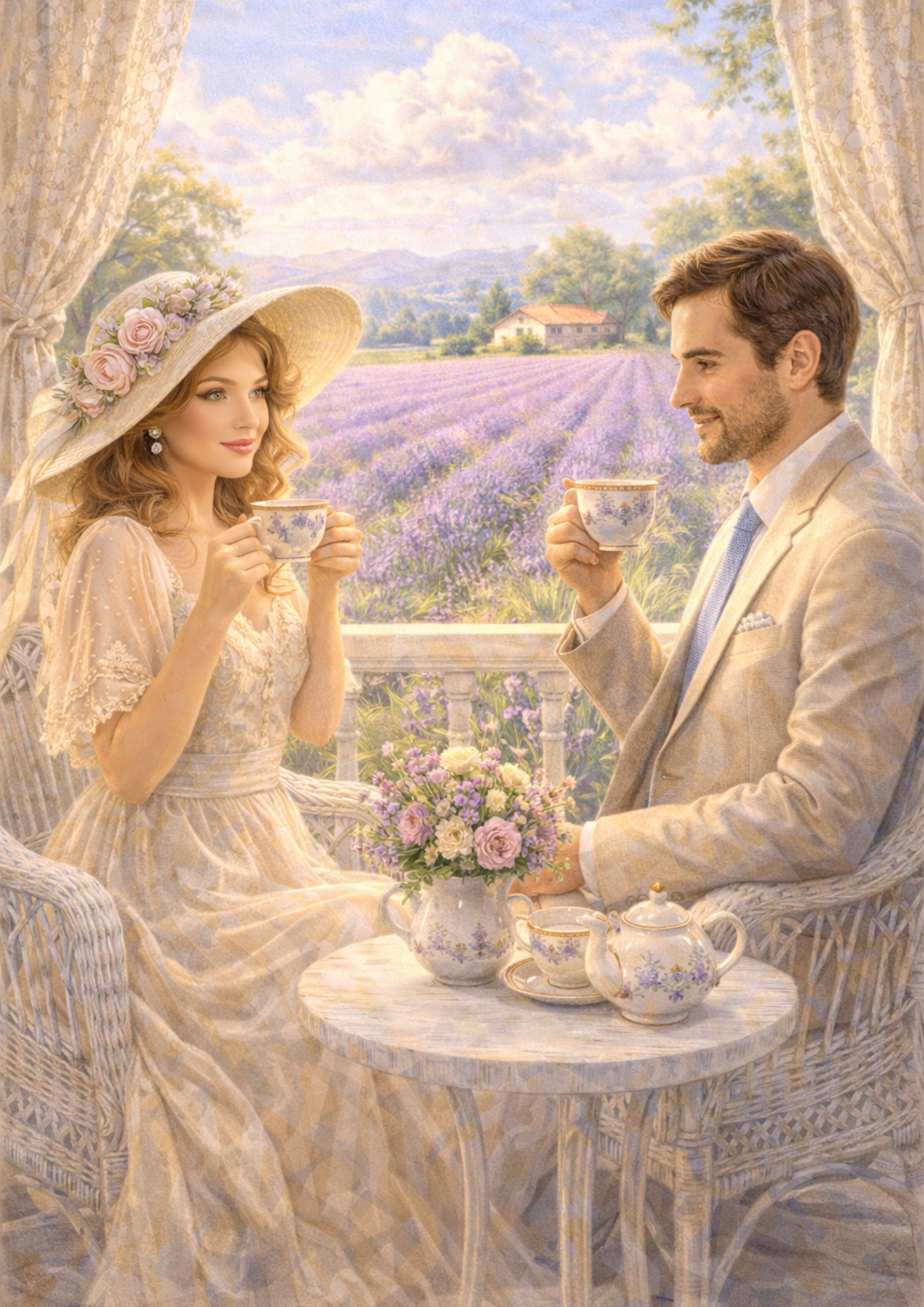 Sticker Sheet / Greeting Card – Couple In A Lavender Field Full Cat. No. 5723