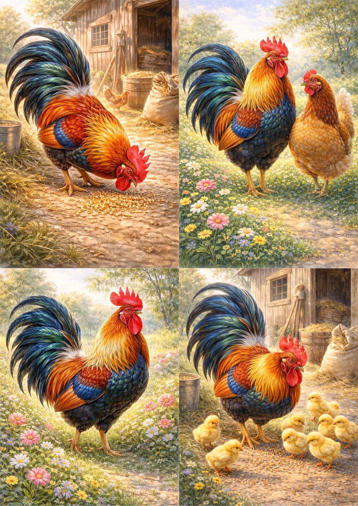 Sticker Sheet / Greeting Card – Rooster Collage Cat. No. 5724