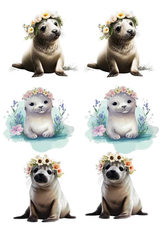 Sticker Sheet / Greeting Card – Seal In Wreath Collage Cat. No. 5751