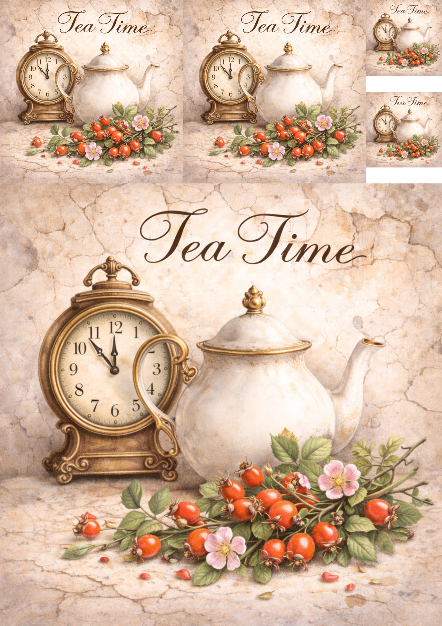 Sticker Sheet / Greeting Card – Tea Time Collage Cat. No. 5772