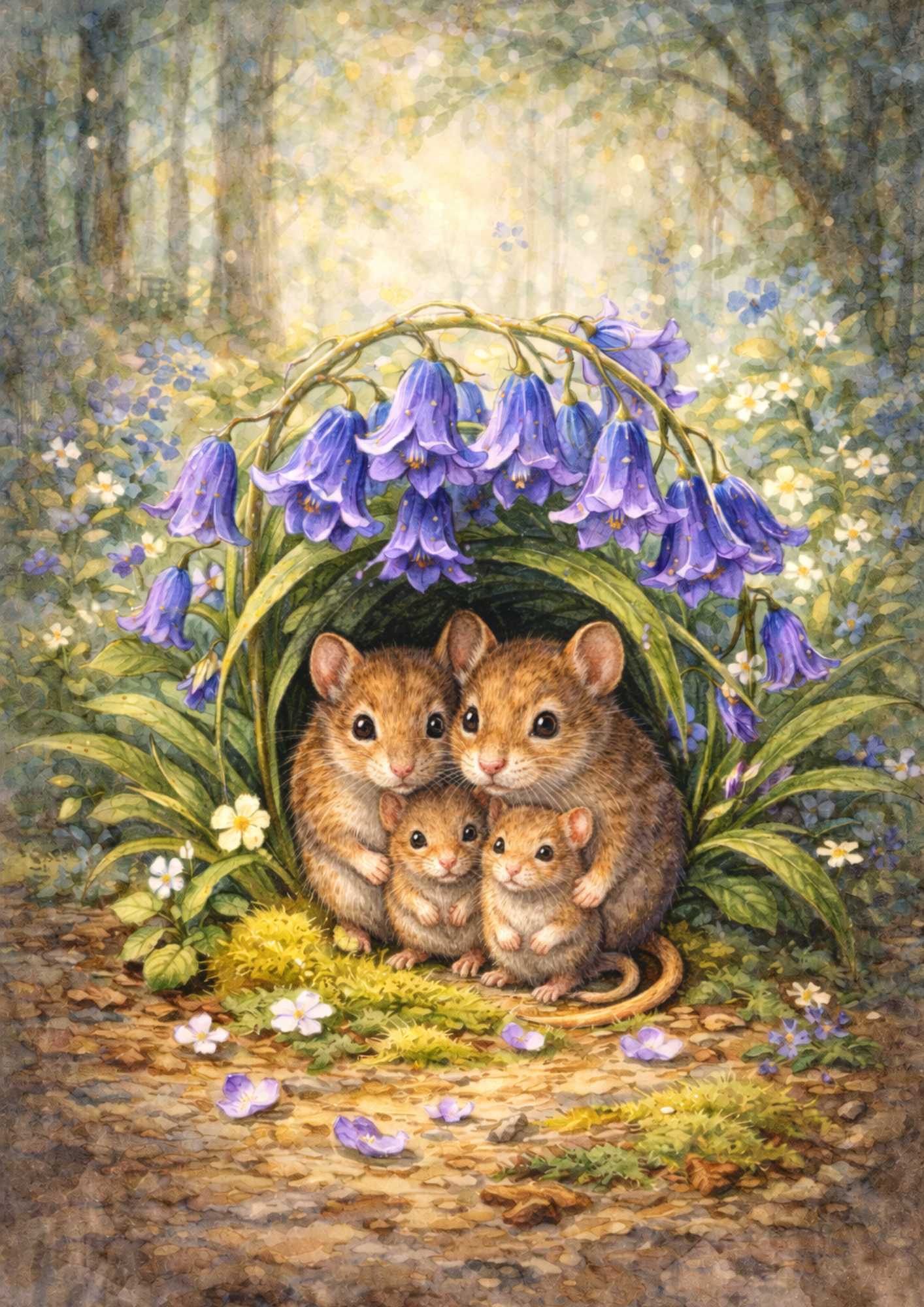 Sticker Sheet / Greeting Card – Mouses In The Forest Full Cat. No. 5783