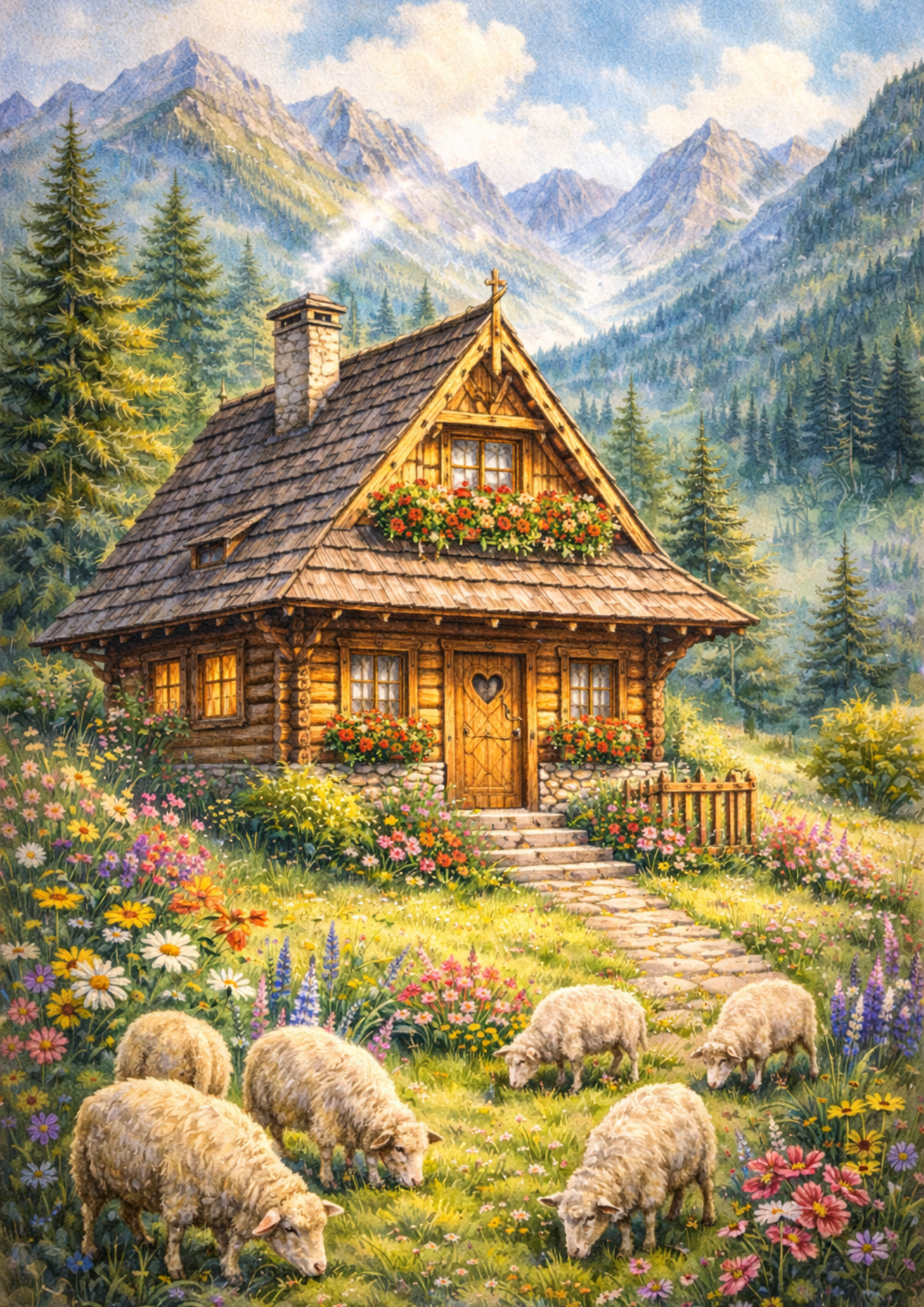 Sticker Sheet / Greeting Card – Cottage in the Mountains Full Cat. No. 5787