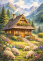 Sticker Sheet / Greeting Card – Cottage in the Mountains Full Cat. No. 5787
