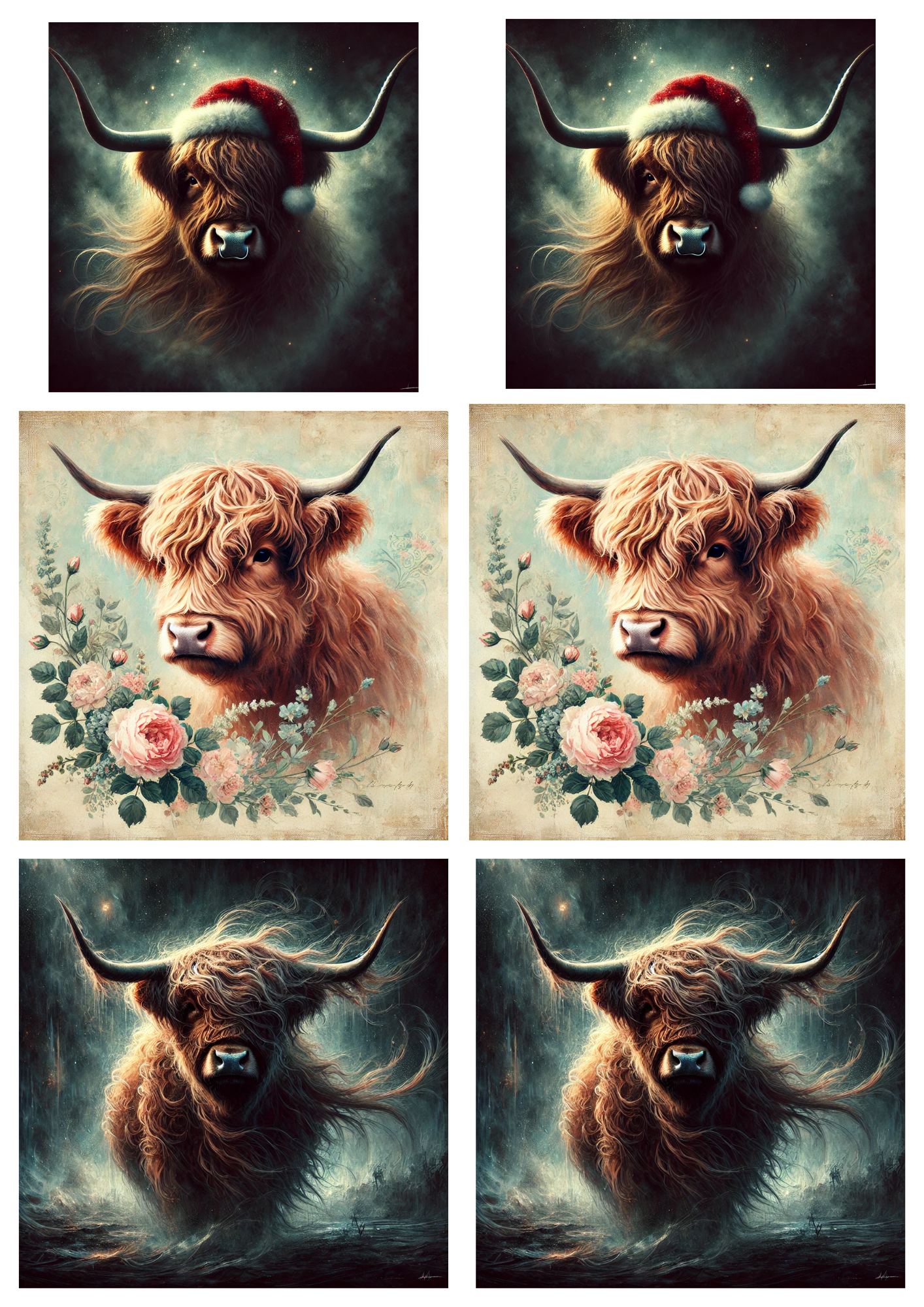 Sticker Sheet / Greeting Card – Highland Cow Collage Cat. No. 5792