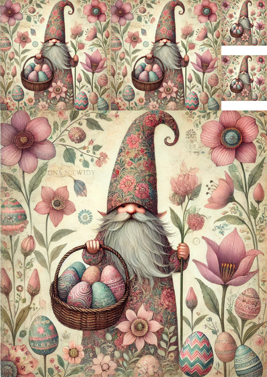Sticker Sheet / Greeting Card – Leprechaun With Easter Eggs Collage Cat. No. 5806