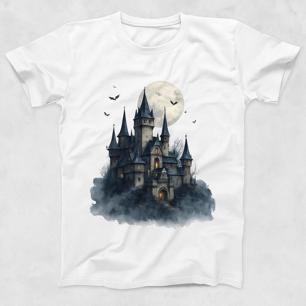 Haunted Castles Clipart Set – 25 PNG – Transparent – Watercolor Style – Spooky Gothic Illustrations – 300 DPI
