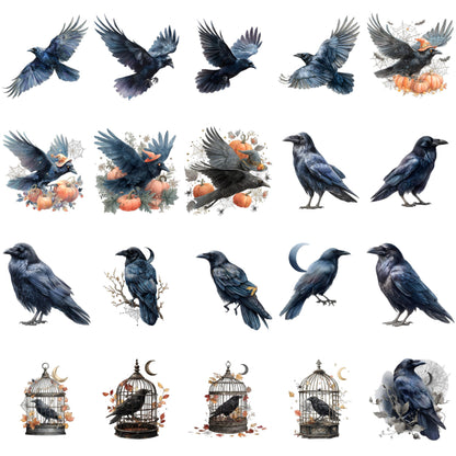 Halloween Watercolor Mega Clipart Bundle – 800+ PNG – Witches, Castles, Ghosts, Pumpkins, Skeletons, Magic Elements and much more – 300 DPI