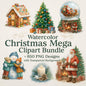 Watercolor Christmas Mega Clipart Bundle – 850+ PNG Designs with Transparent Background