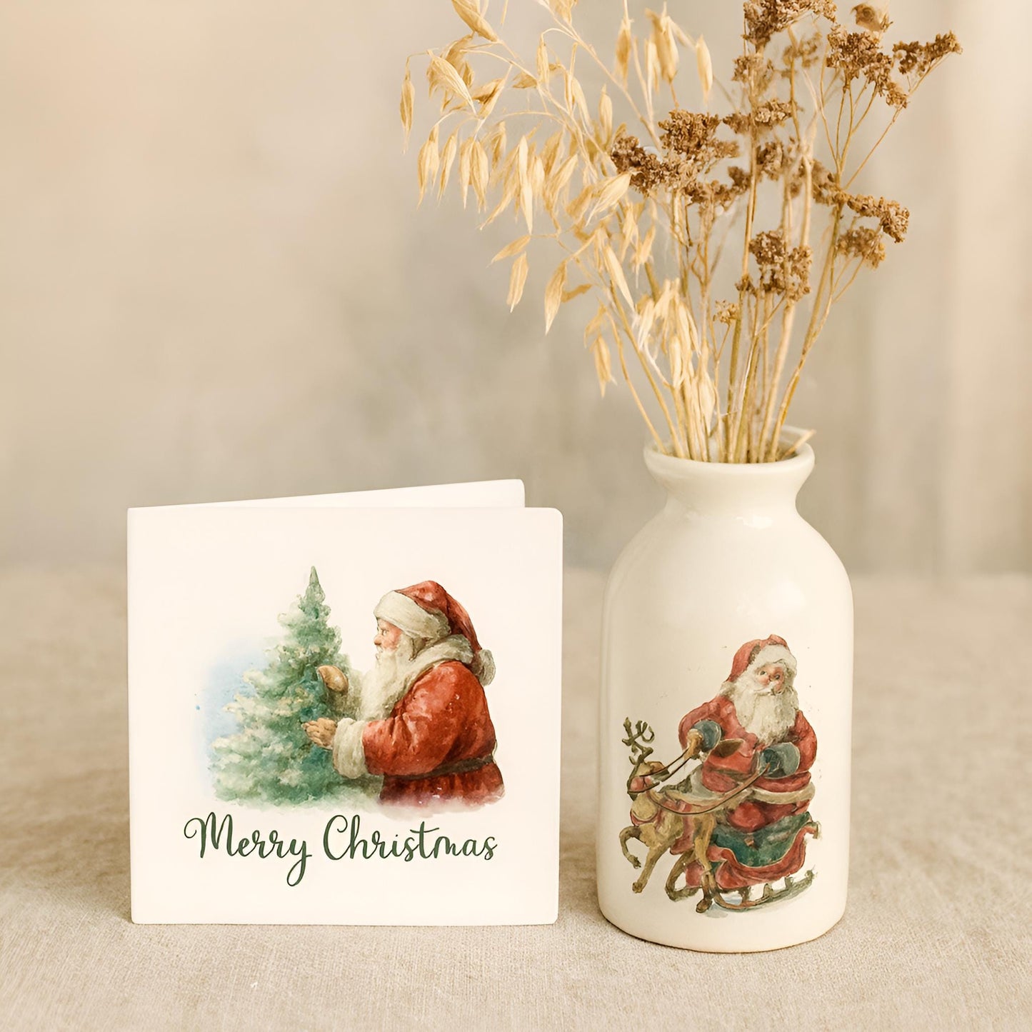 Watercolor Christmas Santa Clipart Set: 64 PNG Designs