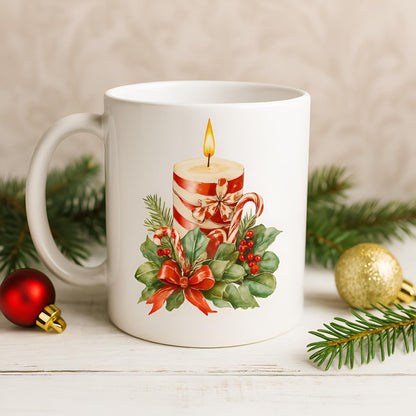 Watercolor Christmas Candles Clipart Set: 36 Holiday PNG Illustrations (Digital Download