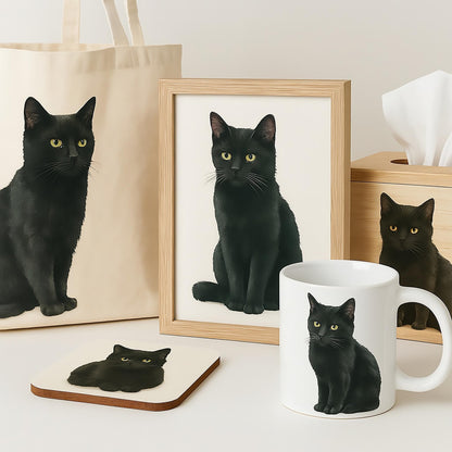 Watercolor Black Cat Clipart Set: Halloween Graphics (16 PNG)