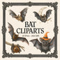 Watercolor Halloween Bat Clipart Bundle: 25 Flying PNGs (Digital Download